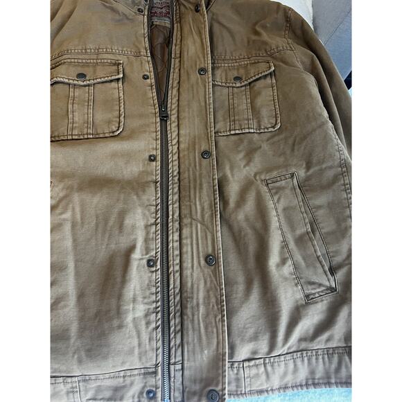Levi's XXL Military Field Barn Chore canvas Retro utility insulate Jacket Brown - Picture 6 of 15
